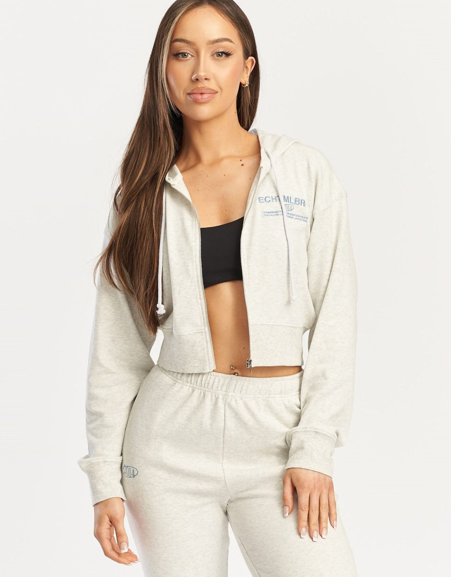 Women Echt Apparel | Mlbrn Cropped Zip-Up Hoodie