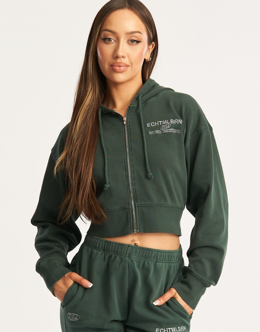 Women Echt Apparel | Mlbrn Cropped Zip-Up Hoodie