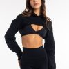 Women Echt Apparel | Cropped High Cut Hoodie